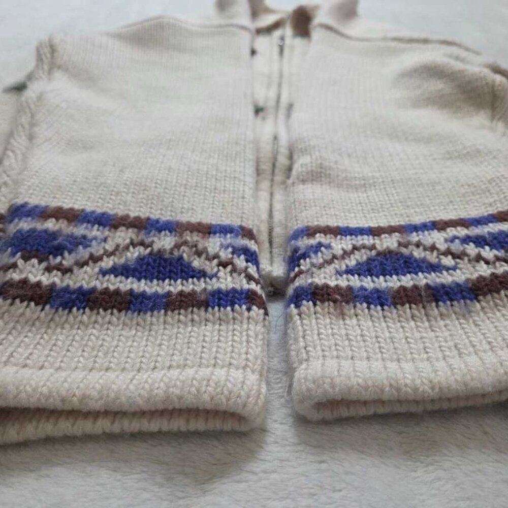 S Obey knit swans wool blend zip up cardigan sweater - Picture 8 of 15